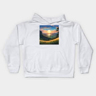 Dreamy round landscape Kids Hoodie